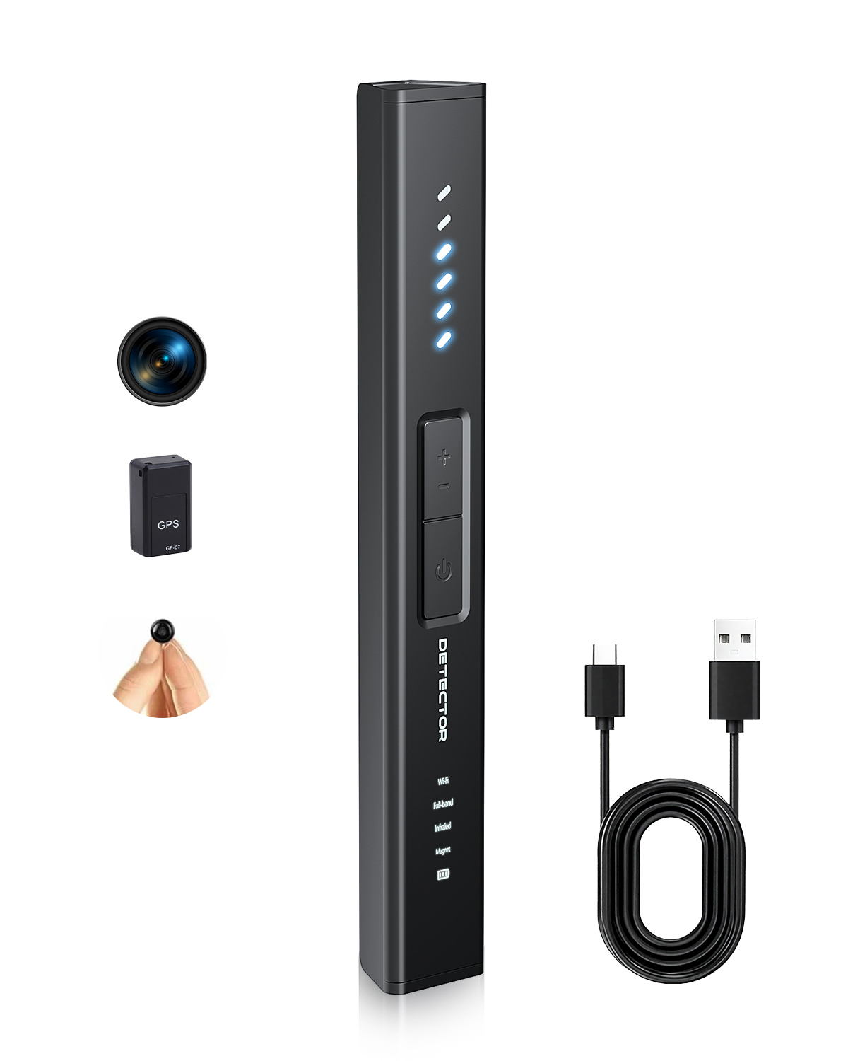 Hidden Camera Detectors for Travel, Hotel GPS Tracker Detector, Spy Camera Finder, Bug Sweeper with 6 Detection Modes, Type-C Rechargeable