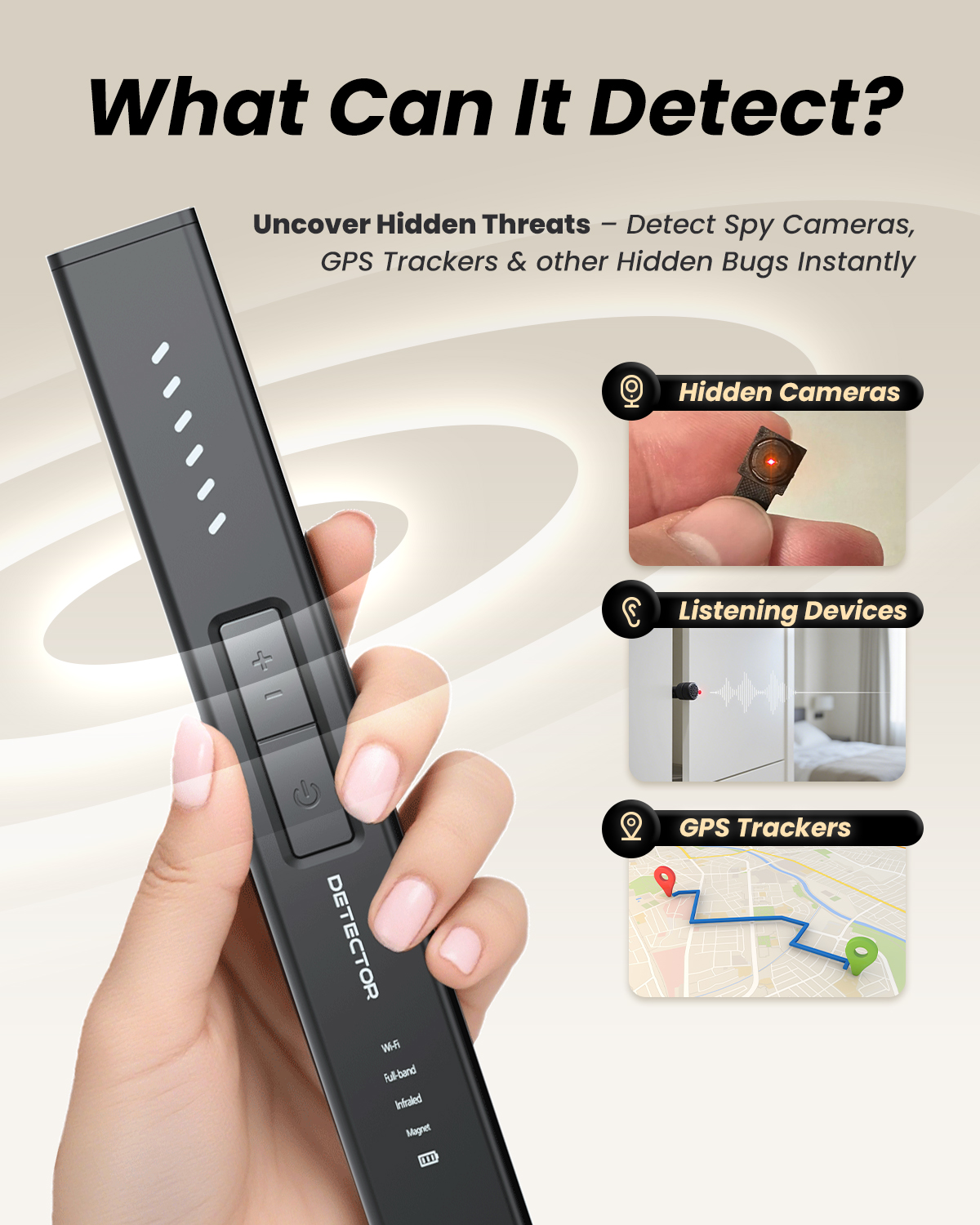 Hidden Camera Detectors for Travel, Hotel GPS Tracker Detector, Spy Camera Finder, Bug Sweeper with 6 Detection Modes, Type-C Rechargeable - Image 5