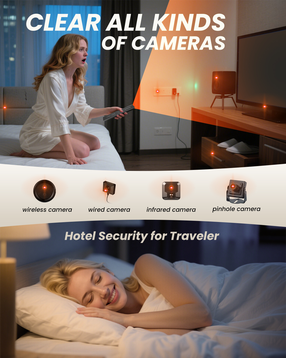 Hidden Camera Detectors for Travel, Hotel GPS Tracker Detector, Spy Camera Finder, Bug Sweeper with 6 Detection Modes, Type-C Rechargeable - Image 2