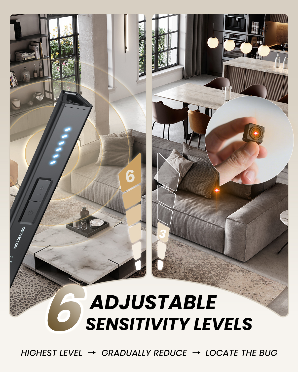 Hidden Camera Detectors for Travel, Hotel GPS Tracker Detector, Spy Camera Finder, Bug Sweeper with 6 Detection Modes, Type-C Rechargeable - Image 6